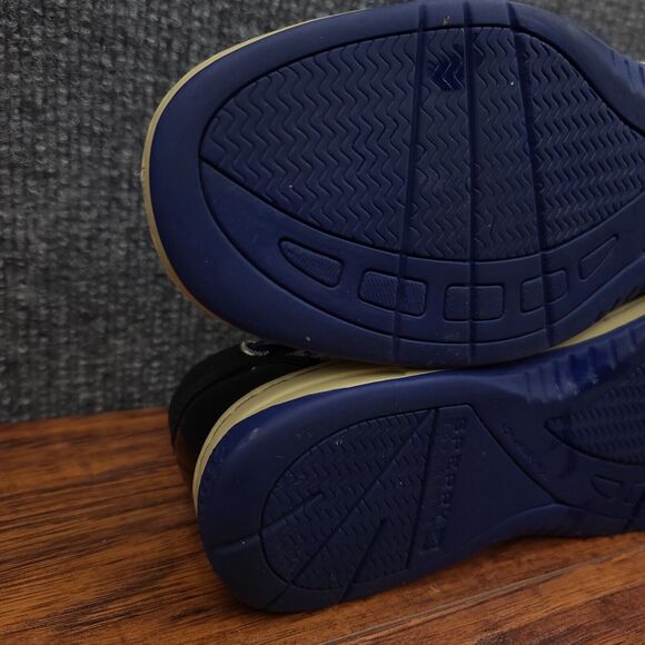 Sperry Top Sider Boat Shoes Womens 6.5 Black Leather Blue Trim Casual - Picture 10 of 13